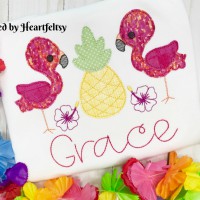 Flamingo and Pineapple Machine Applique Design